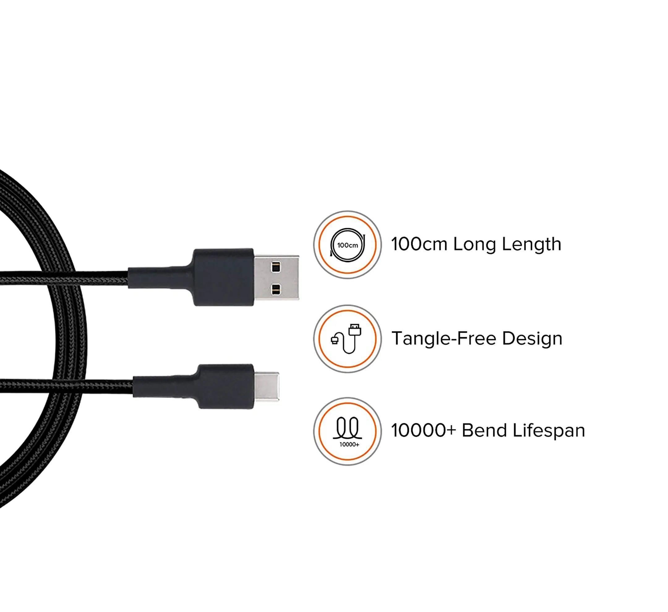 Mi Braided USB Type-C Cable 100cm (Black) - Brightex Retail UK