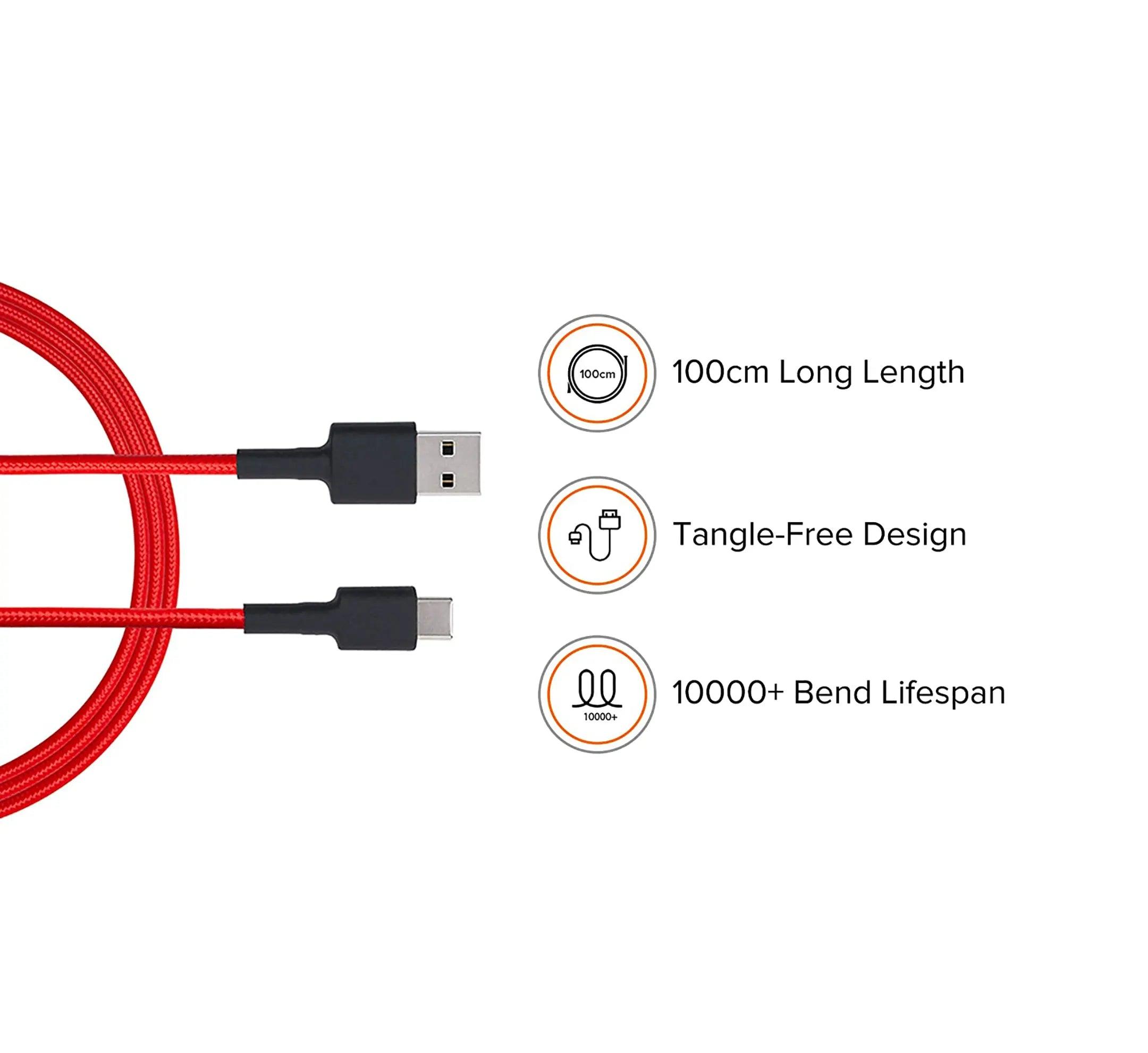 Mi Braided USB Type-C Cable 100cm (Red) - Brightex Retail UK